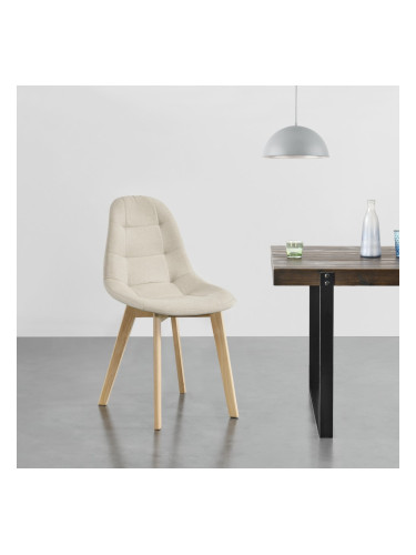 Трапезен стол Kopparberg,  Комплект 6 броя, бежов цвят