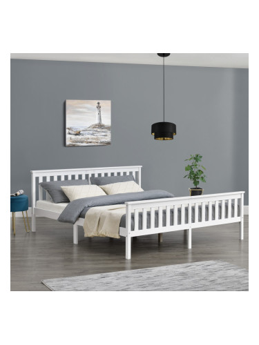 Дървено легло Breda, размери 180x200 см с висока табла,  Бял цвят