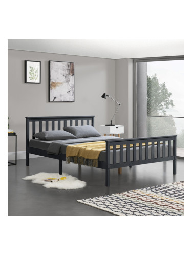 Дървено легло Бреда, размери 160х200 см,  с висока табла,  Тъмносив цвят