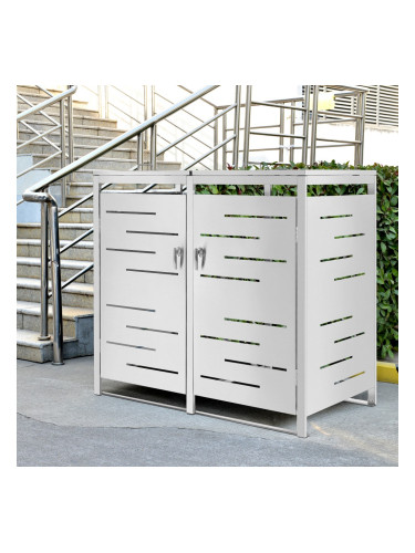 Кофа за боклук Fahrenwalde,  за 2 кошчета, цвят  сребро, размери 116x132x80 cm