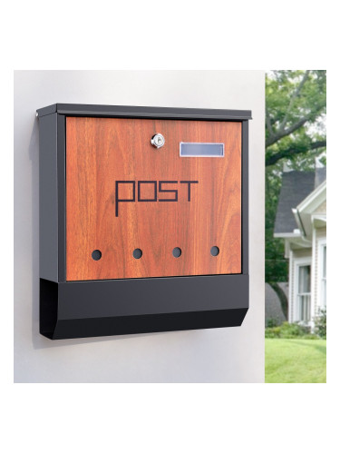 Пощенска кутия Binau, размери 34x31x10cm ,  стоманен антрацит,  дърво