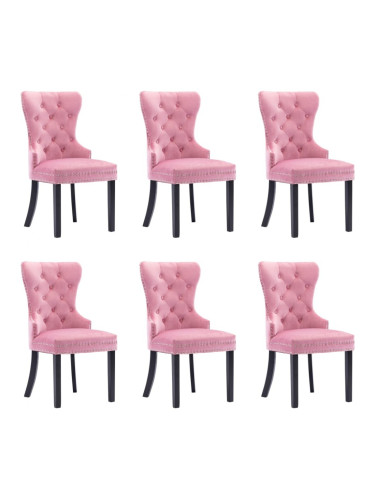 Sonata Трапезни столове, 6 бр, розови, кадифе