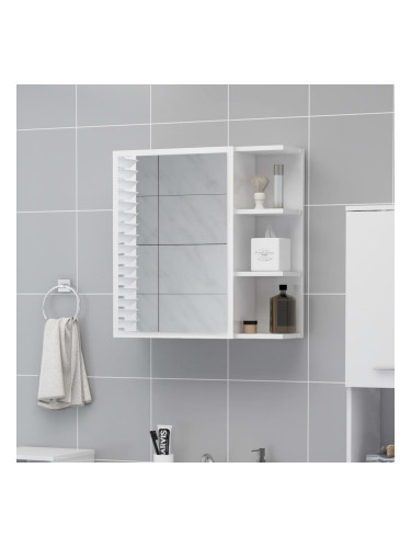 Sonata Шкаф за баня с огледало, бял гланц, 62,5x20,5x64 см, ПДЧ