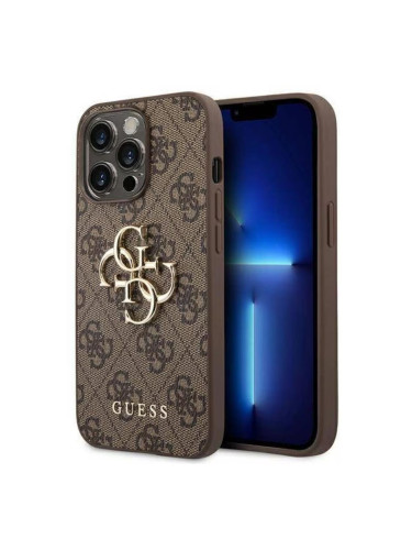 Оригинален кейс Guess 4G Big Metal Logo, За iPhone 14 Pro (6.1), Кафяв