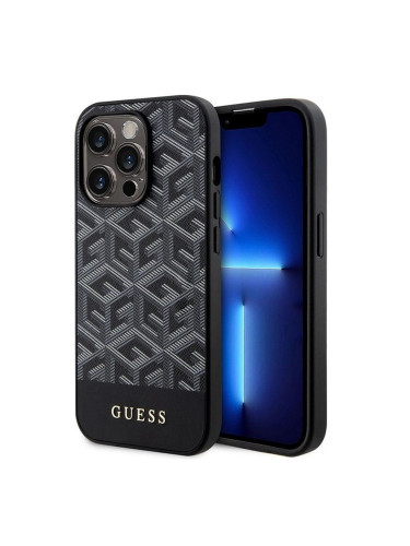 Оригинален кейс Guess GCube Stripes MagSafe, За iPhone 15 Pro (6.1), Черен