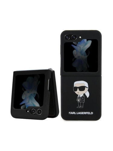 Оригинален кейс Karl Lagerfeld Liquid Glitter Ikonik, За Samsung Galaxy Z Flip5 5G, Черен