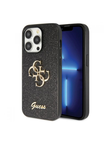 Оригинален кейс Guess Fixed Glitter Big 4G, За iPhone 14 Pro Max (6.7), Черен