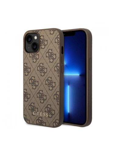 Оригинален кейс Guess 4G Metal Gold Logo, За iPhone 15 Plus (6.7), Кафяв