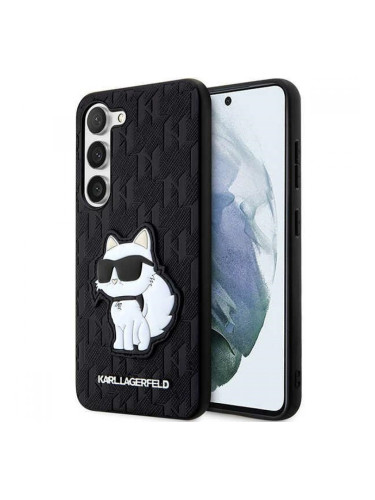 Оригинален кейс Karl Lagerfeld Saffiano Monogram Choupette, За Samsung Galaxy S23 Plus (S916B), Черен