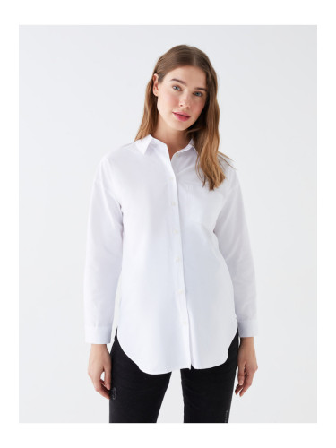 LC Waikiki Front Button Closure Plain Long Sleeve Poplin Maternity Shirt