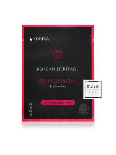 KORIKA Korean Heritage Red Ginseng & Adenosine Anti-aging Sheet Mask платнена маска против бръчки Red Ginseng