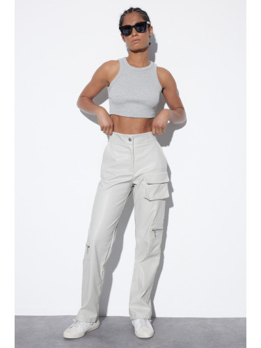 Trendyol лимитирана серия камък тъкани изкуствена кожа панталони