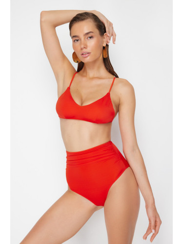 Trendyol Red High Waist Hipster Core Bikini Bottom