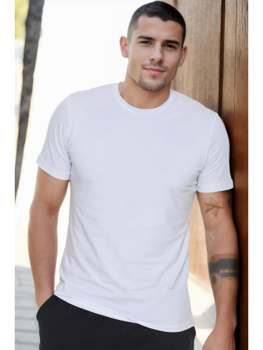 T8569 DEWBERRY BIKE COLLAR MEN'S T-SHIRT-LIGHT WHITE