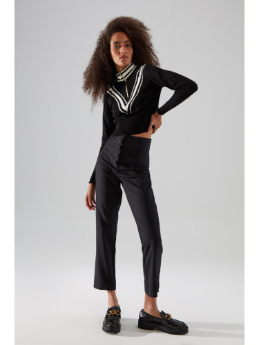 Trendyol черен широк крак тъкани панталони
