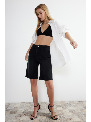 Trendyol Black More Sustainable High Waist Denim Shorts & Bermuda