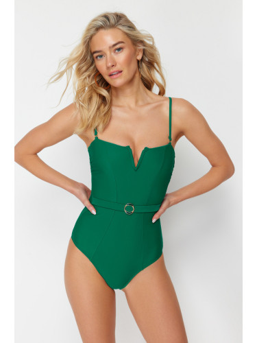 Trendyol Green Belted Strapless Regular Swimsuit