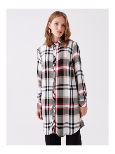 LC Waikiki Shirt Collar Plaid Long Sleeve Women's Tunic