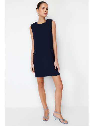 Trendyol Navy Blue Straight Cut Sleeveless Mini Woven Dress