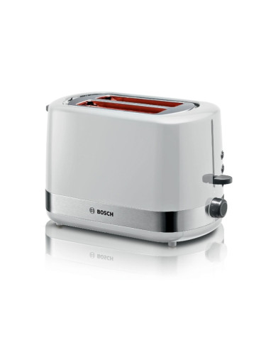 Тостер Bosch TAT6A511, безстепенно регулиране, функция размразяване, приставка за затопляне на хляб, 800W, бял