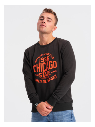 Ombre Men's collegiate print sweatshirt - dark brown