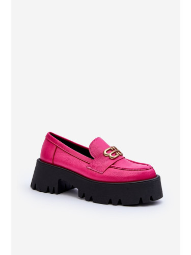 Women's Zazoo loafers made of fuchsia natural leather