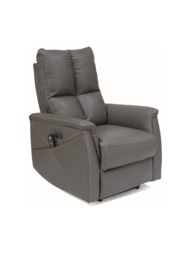 Кресло с масажна функция - сива еко кожа