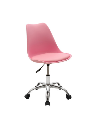 Офис стол розов цвят с хром крака