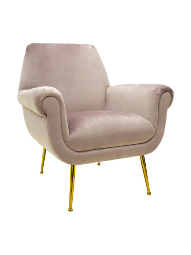 Кресло розово кадифе-златно