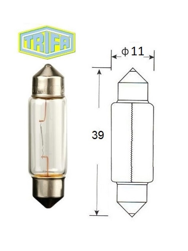 Автомобилна лампа, 12VDC, 5W, C5W, SV8.5-8, 39mm 16955