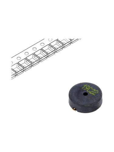 Зумер LPT1030AS-HL-05-5.2-10-R, пиезоелектричен, 5V, 75dB, 5.2kHz, ф11x3mm