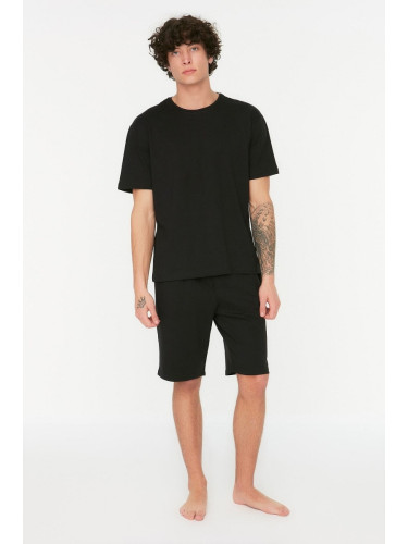 Trendyol Black Knitted Shorts Pajamas Set