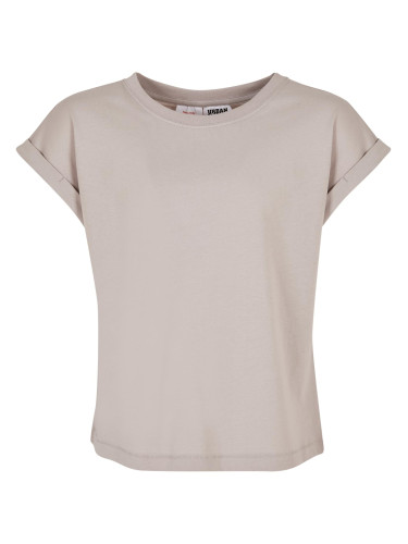 Girls' organic t-shirt with extended shoulder in warm gray
