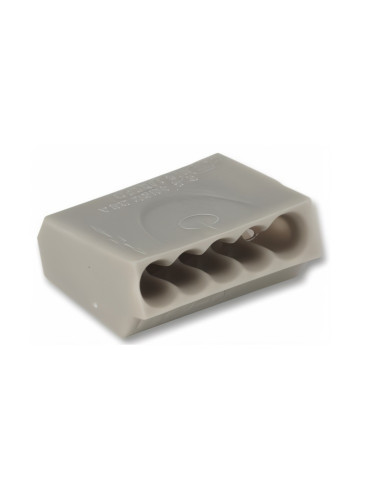 Безвинтова клема HECE-5, 450V, 24A, 2.5mm2, полиамид, HECE-5-PA66-GY