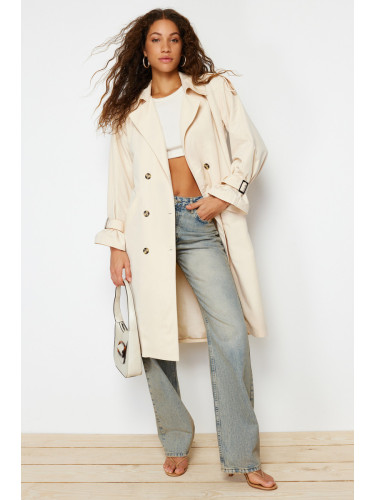 Trendyol Stone Oversize Wide Cut Belted Trench Coat