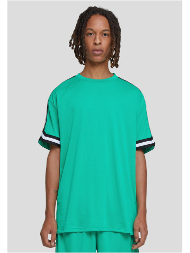 Men's T-Shirt Oversized Stripes Mesh Tee - Green