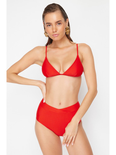 Trendyol Red V-Cut High Waist Hipster Bikini Bottom