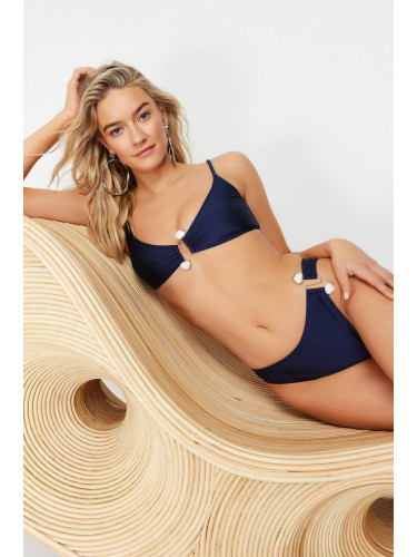 Trendyol Navy Blue Bralette Accessory High Leg Regular Bikini Set