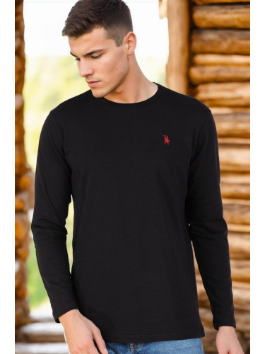 T8588 DEWBERRY BIKE COLLAR LONG SLEEVE T-SHIRT-BLACK-2