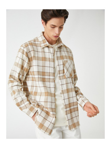 Koton Lumberjack Shirt Pocket Detailed Classic Collar Long Sleeve