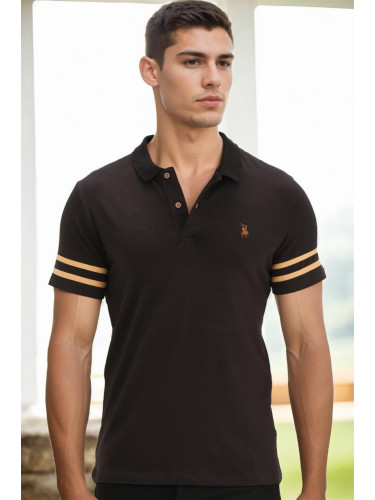 T8585 DEWBERRY MEN'S T-SHIRT-BLACK-CAMEL-2