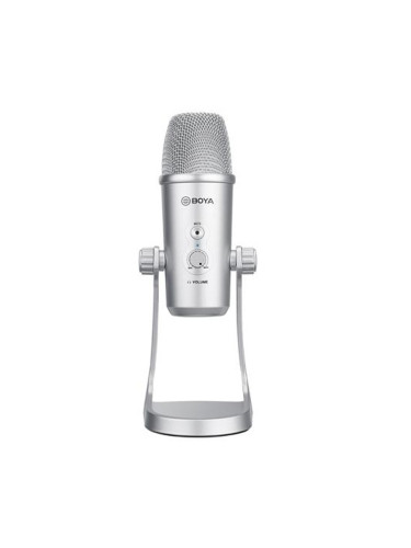 Микрофон BOYA BY-PM700SP, настолен, 3.5mm, USB-A/USB-C/Lightning, сребрист