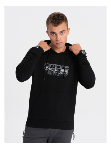Ombre Men's non-stretch hooded sweatshirt with print - black