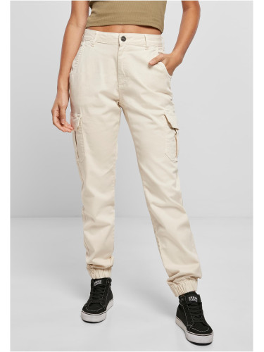 Women's high-waisted cargo pants whitesand