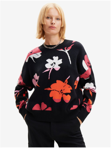 Red-black women's floral sweater Desigual Luca