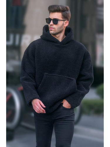 Madmext Men's Black Oversize Plush Sweatshirt 6160