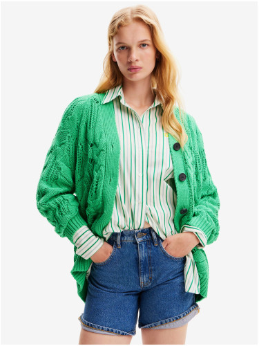 Green women's cardigan Desigual Janis