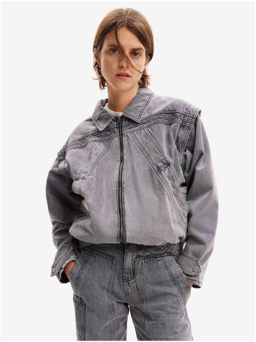 Women's Light Grey Denim Jacket Desigual Tae - Women