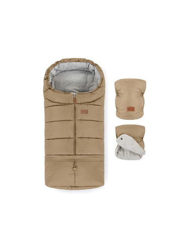 PETITE&MARS - Комплект детски чувал 3в1 JIBOT + ръкавици кафяв