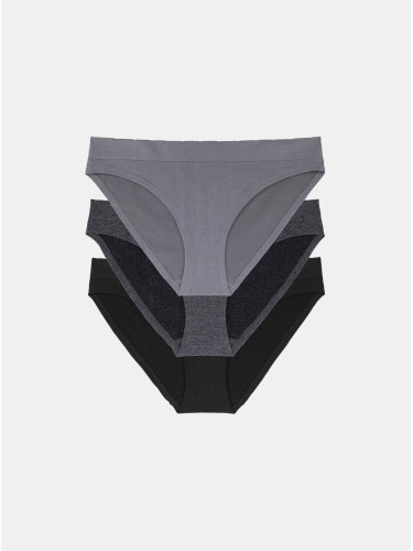 Set of three panties in black and grey DORINA - Ladies